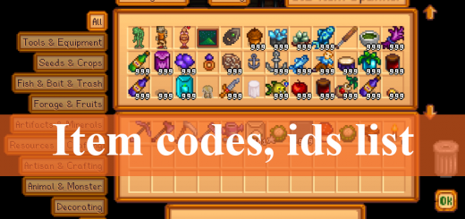 stardew valley items codes
